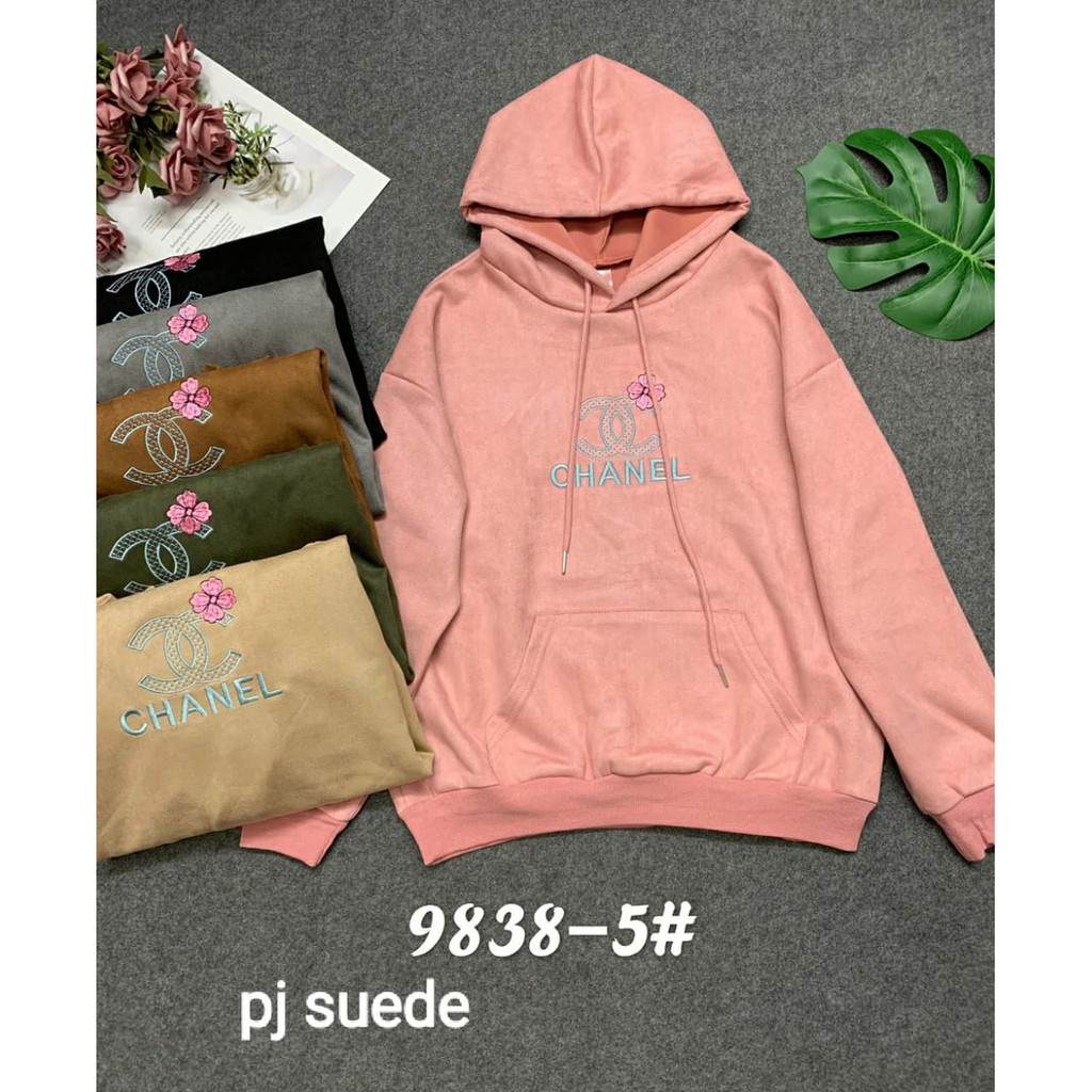 Jaket Sweater Suede Hoodie Chanel