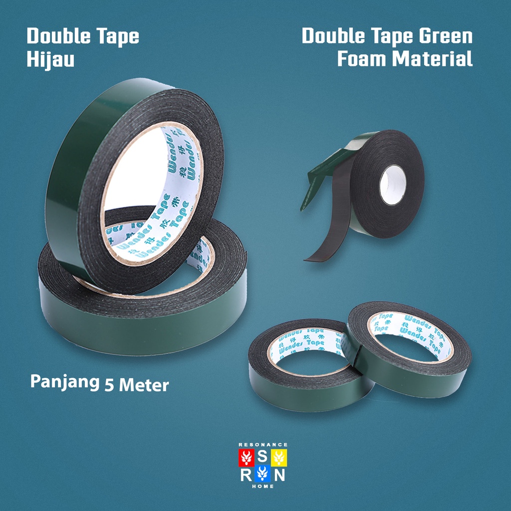 Double Tape Hijau 1 Inch x 5 Meter / Foam Tape Resonance Home