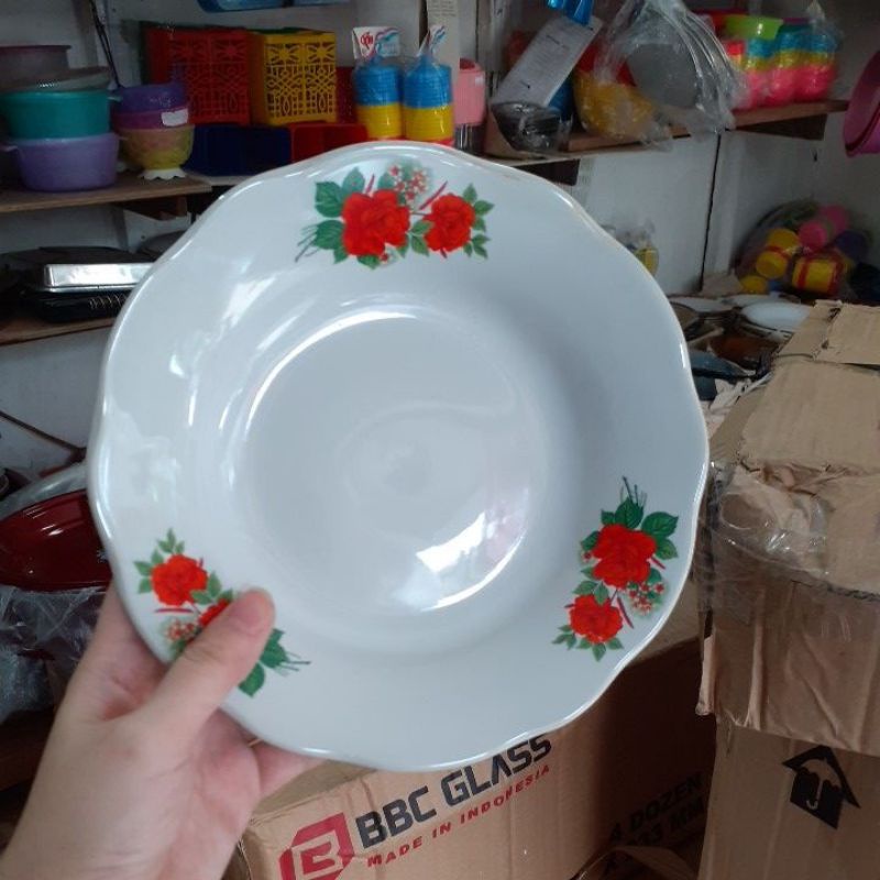 PIRING KERAMIK BUNGA/PIRING BINTANG 7 INCH LUCKY
