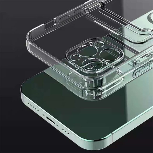 IPHONE 13 PRO MAX 13 MINI SOFT CASE CLEAR WALLET CARD SLOT