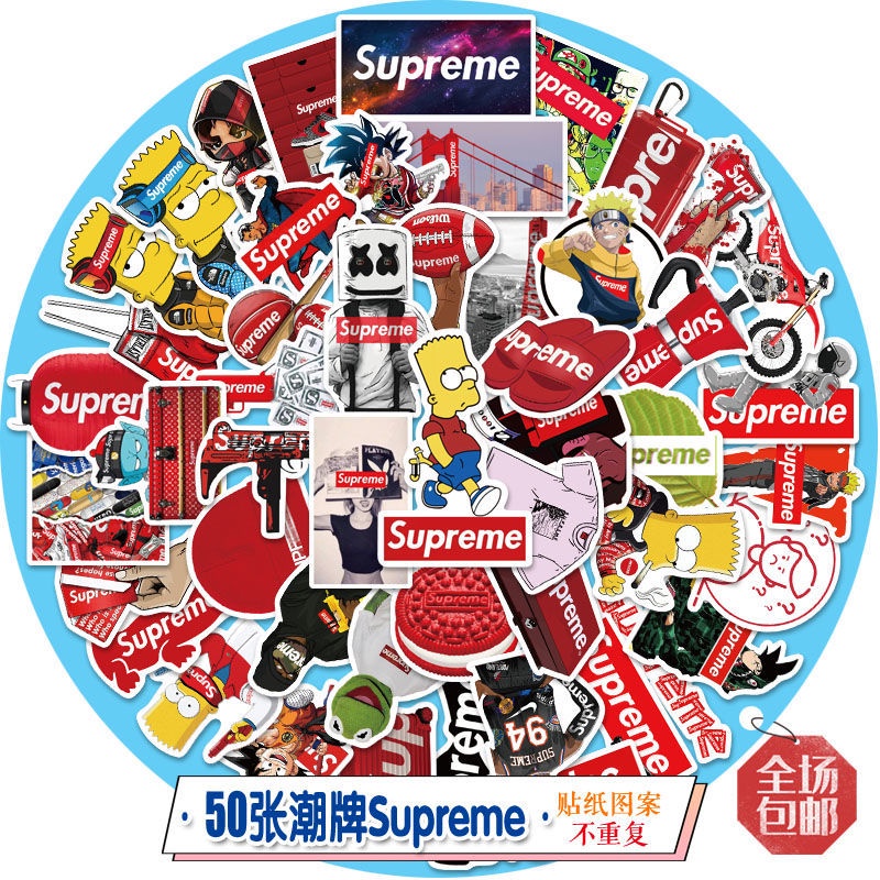 Supreme stiker Zhang fashion merek pribadi joint-nama notebook air Piala ponsel dekoratif stiker Jur