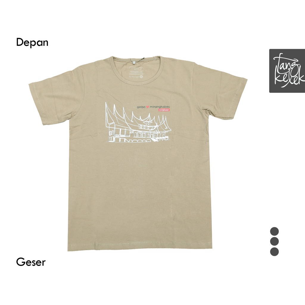Tangkelek Baju Kaos Ambo Love Minangkabau Gambar Rumah Gadang Warna Coklat Susu