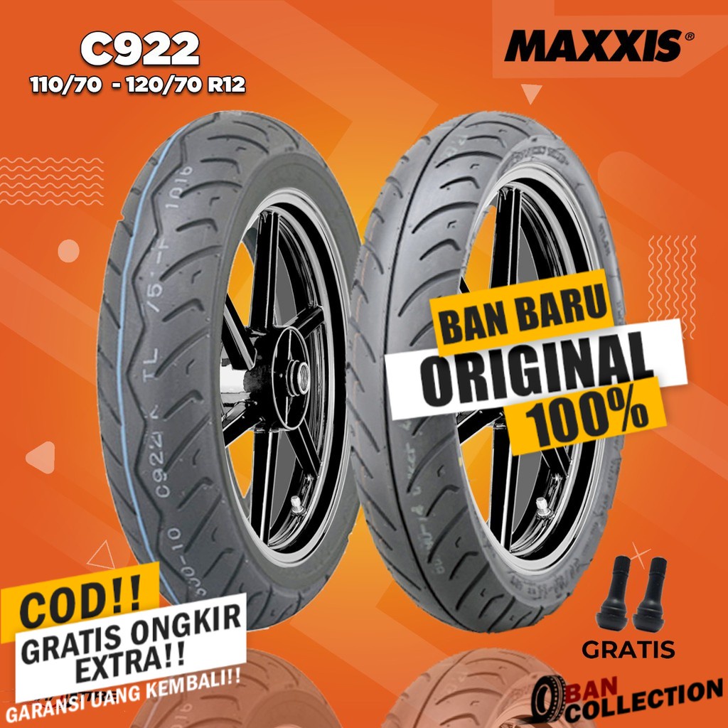 Paket Ban Motor IMPOR - VESPA MATIC // MAXXIS C922 110/70 - 120/70 Ring 12 Tubeless