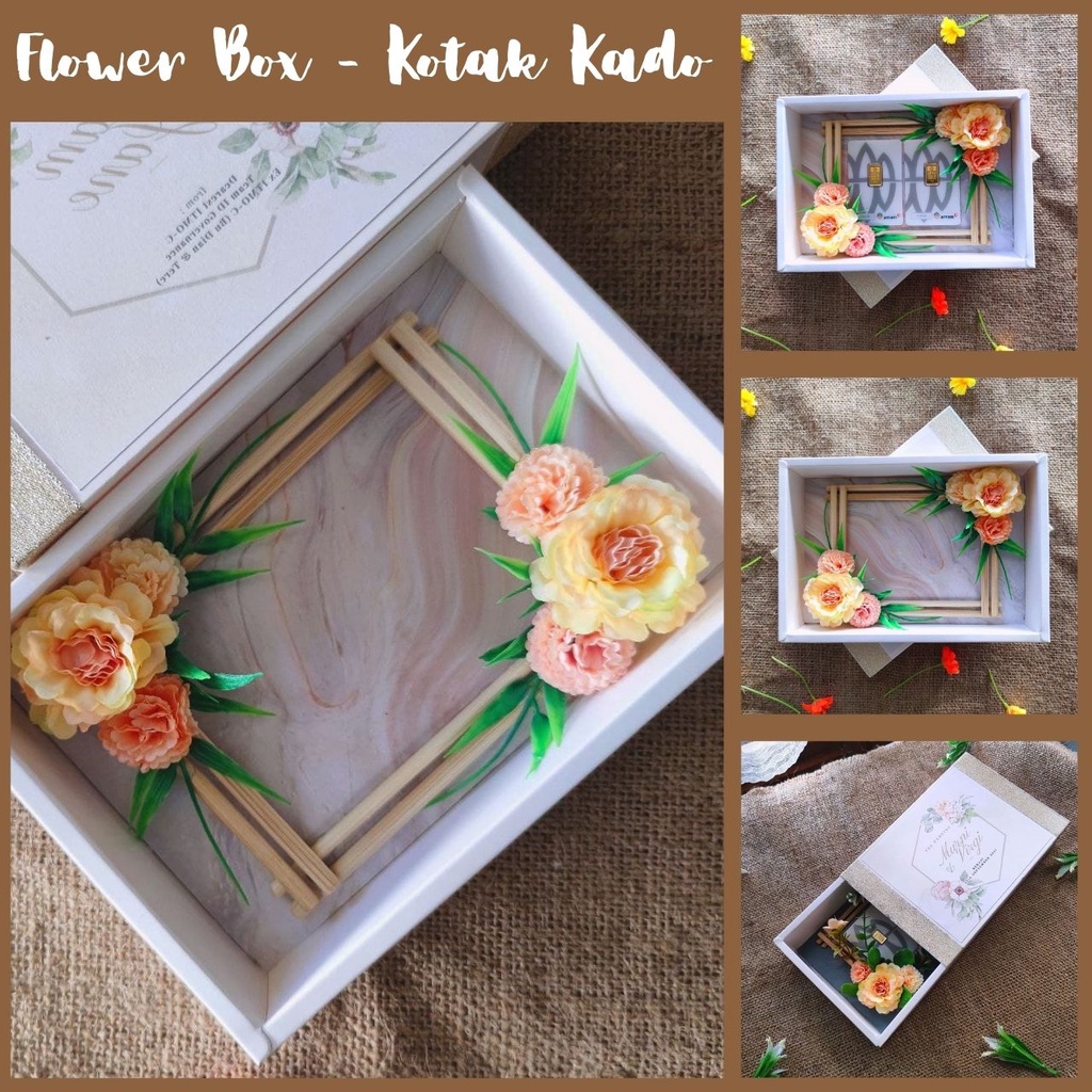 

flowerbox custom warna peach kado pernikahan unik mewah, hadiah perpisahan sahabat kantor, anniversary, ulang tahun istri