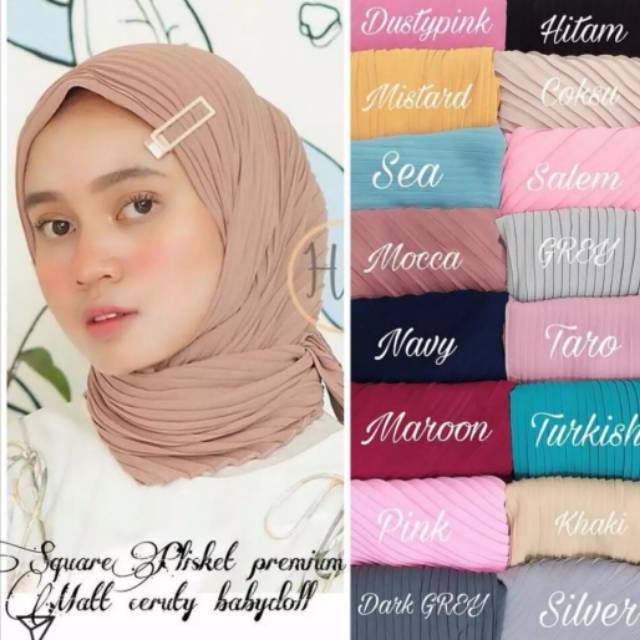 ABISA COD! Jilbab Segi empat Bella Plisket / Bellasquare Plisket | Shopee Indonesia