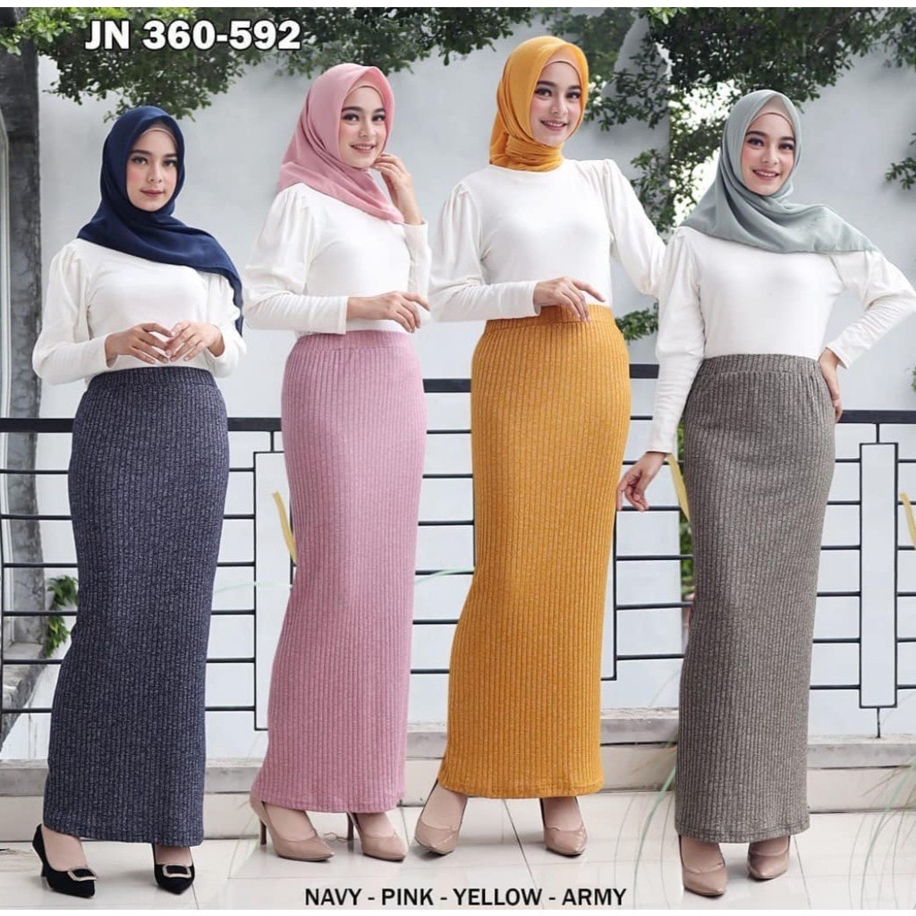 ROK RAJUT SPAN - ROK PANJANG WANITA - ROK SPAN BENTUK PENSIL - ROK POLOS RAJUT SPAN KNITTED