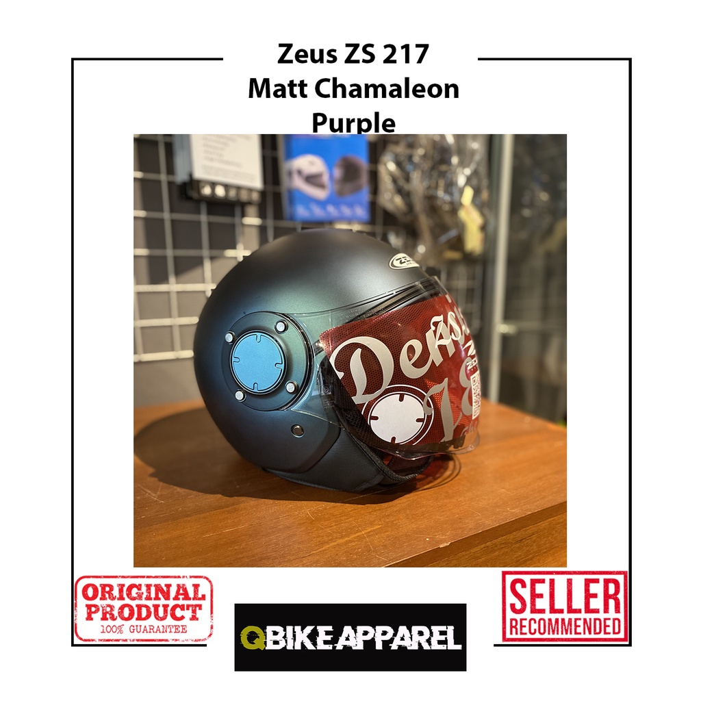 Helm Motor Half Face Double Visor Zeus ZS 217 Matt Chamaleon Purple