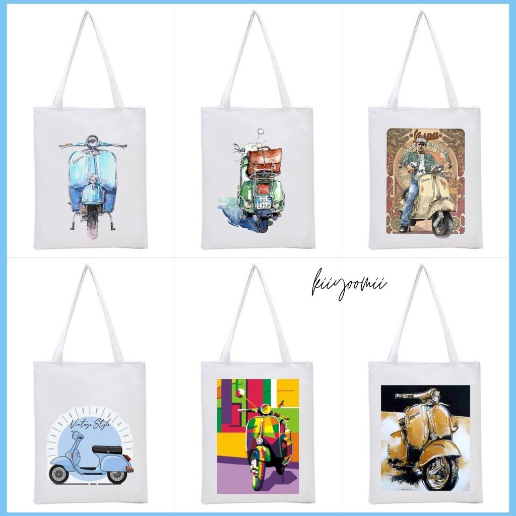 PART A100 VESPA New totebag (resleting) dan Stringbag ransel serut aesthetic printing premium (A100) || kiiyoomii ||