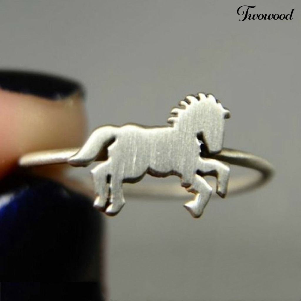 Twowood Finger Ring Horse Shape Exquisite Men All Match Fine Workmanship Ring Birthday Gift