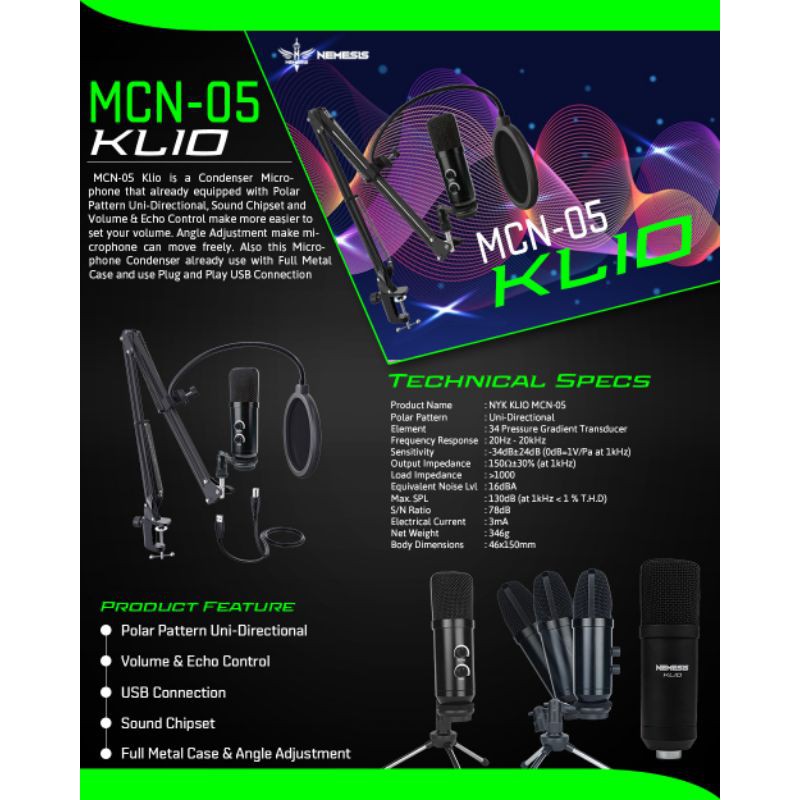NYK NEMESIS MCN-05 KLIO Condenser Microphone Set Original
