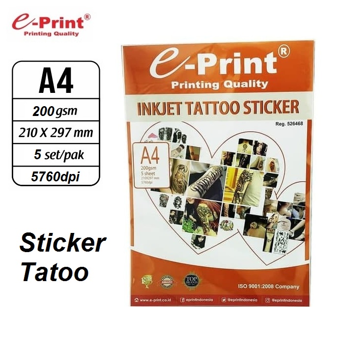 e-Print Inkjet Tattoo Sticker A4 200gsm 5 sheet