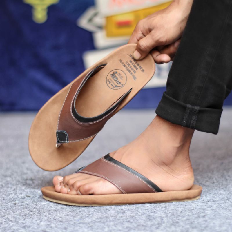 LIGHT Sandal Jepit Pria Kulit Asli Sendal Main Casual Trendi Murah Keren Original