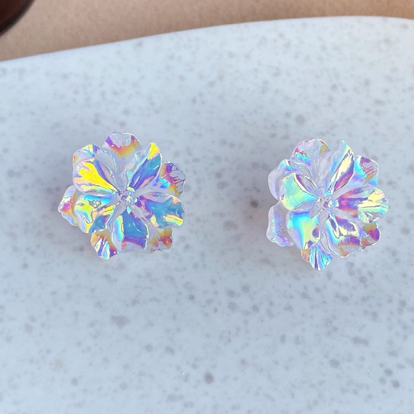 Anting Klip On Tanpa Tindik Desain Bunga Warna-Warni Bahan Resin Gaya Korea Untuk Pesta Pernikahan