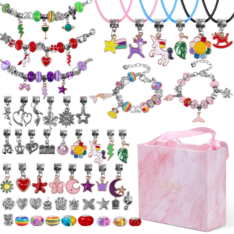 Set Aksesoris Membuat Perhiasan Gelang / Kalung / Liontin Manik-Manik DIY Untuk Anak Perempuan