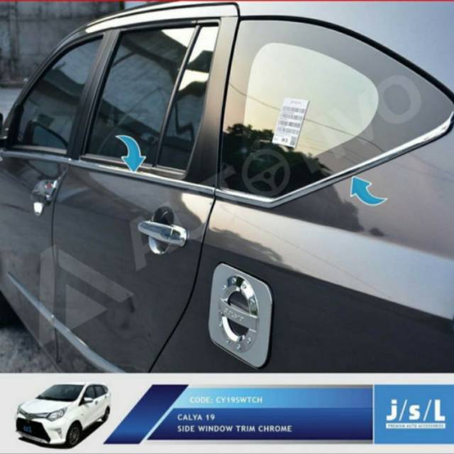 List kaca samping mobil Calya sigra 2019 2021 2022 chrome 8pcs jsl