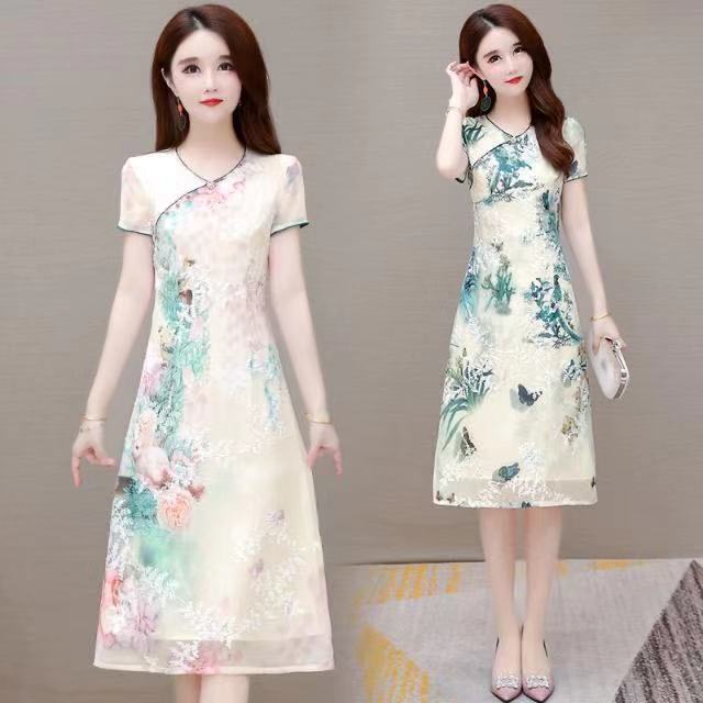 Improved cheongsam dress 21 year summer new retro Chinese style girl middle-aged light style daily w