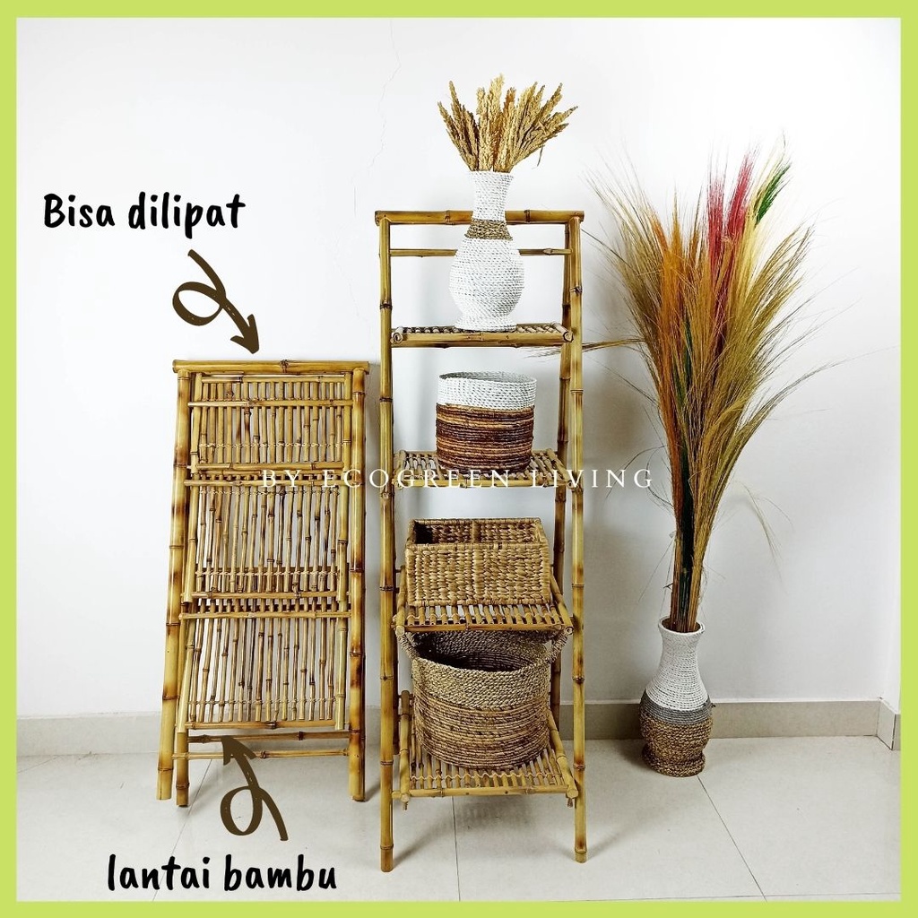 RAK LIPAT BAMBU ASTHETIC / RAK SUSUN / FOLDING RACK / STANDING RAK / RAK SERBAGUNA