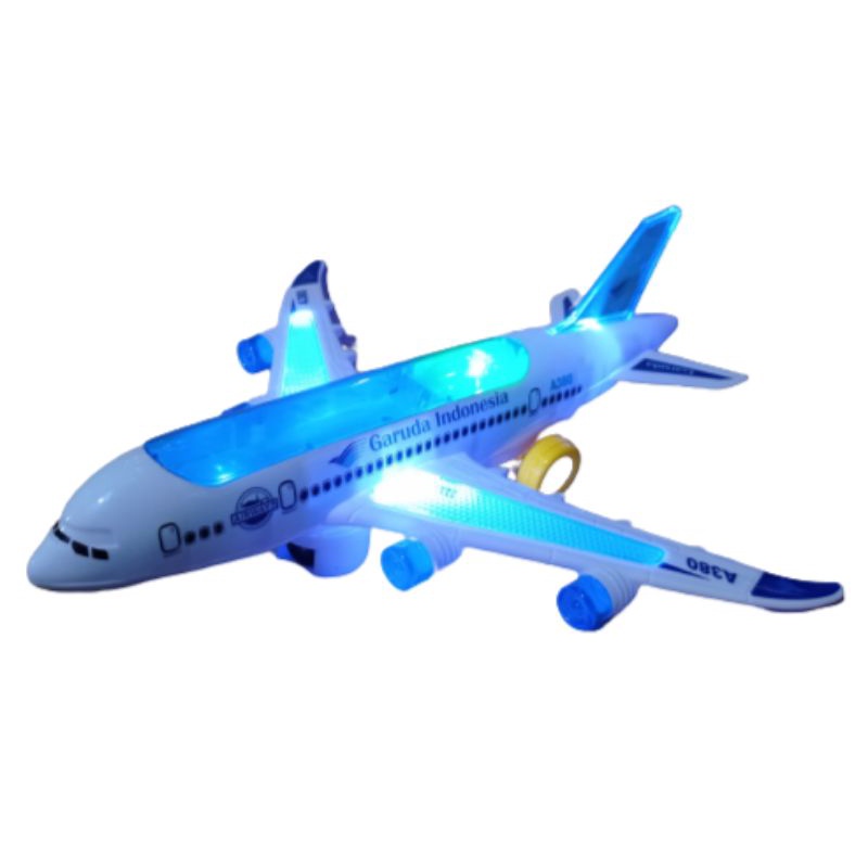 mainan anak pesawat baterai operasi musik lampu 4D
