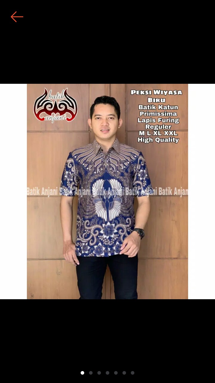 Peksi Wiyasa Biru Kemeja Batik Pria Full Furing Katun Primisima Eksklusif Batik Navy Dongker