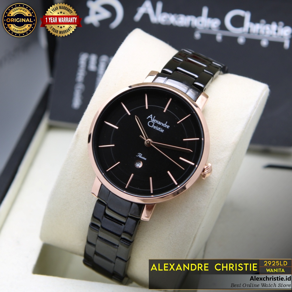 New 2021 Jam Alexander Christie Wanita 2925LD Black Rosegold Original - Cantik Simpel Mewah Elegan