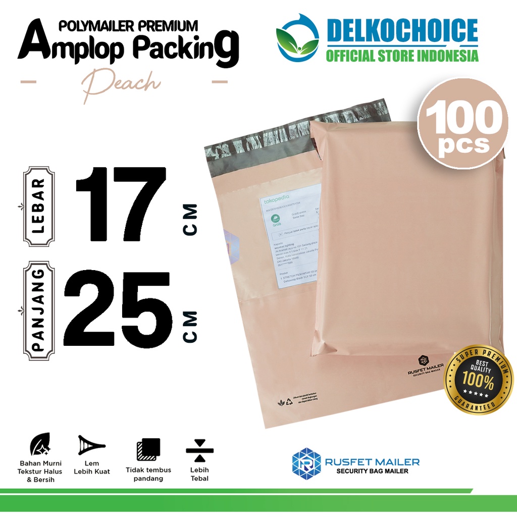 

Polymailer Polos PEACH 17x25cm Amplop Plastik Packing Olshop PREMIUM / PACK