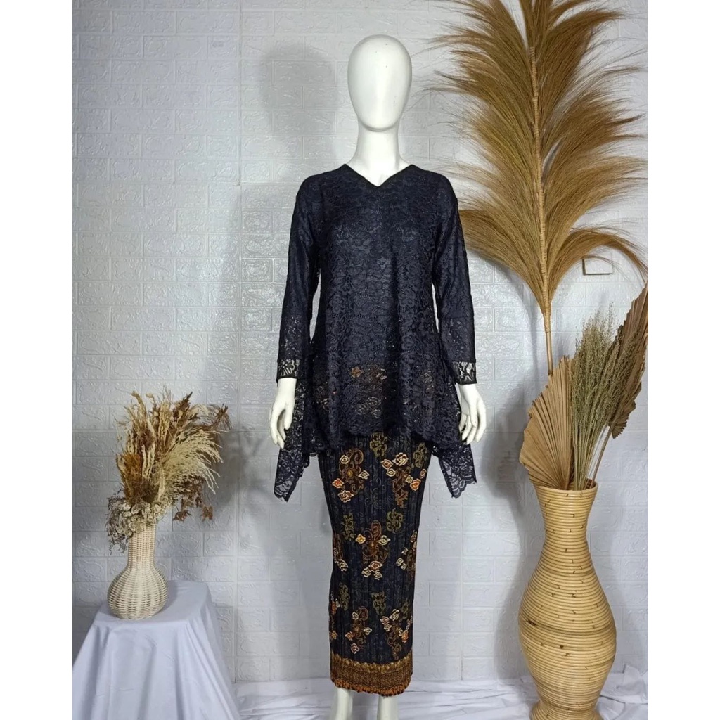 PROMO kebaya brukat rinjani jumbo / kebaya modern/ rok plisket / set bianca