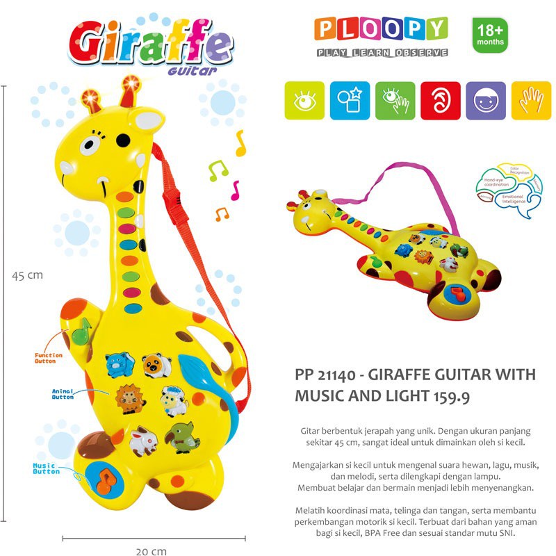 PLOOPY GIRAFFE GUITAR WITH MUSIC AND LIGHT / MAINAN ANAK