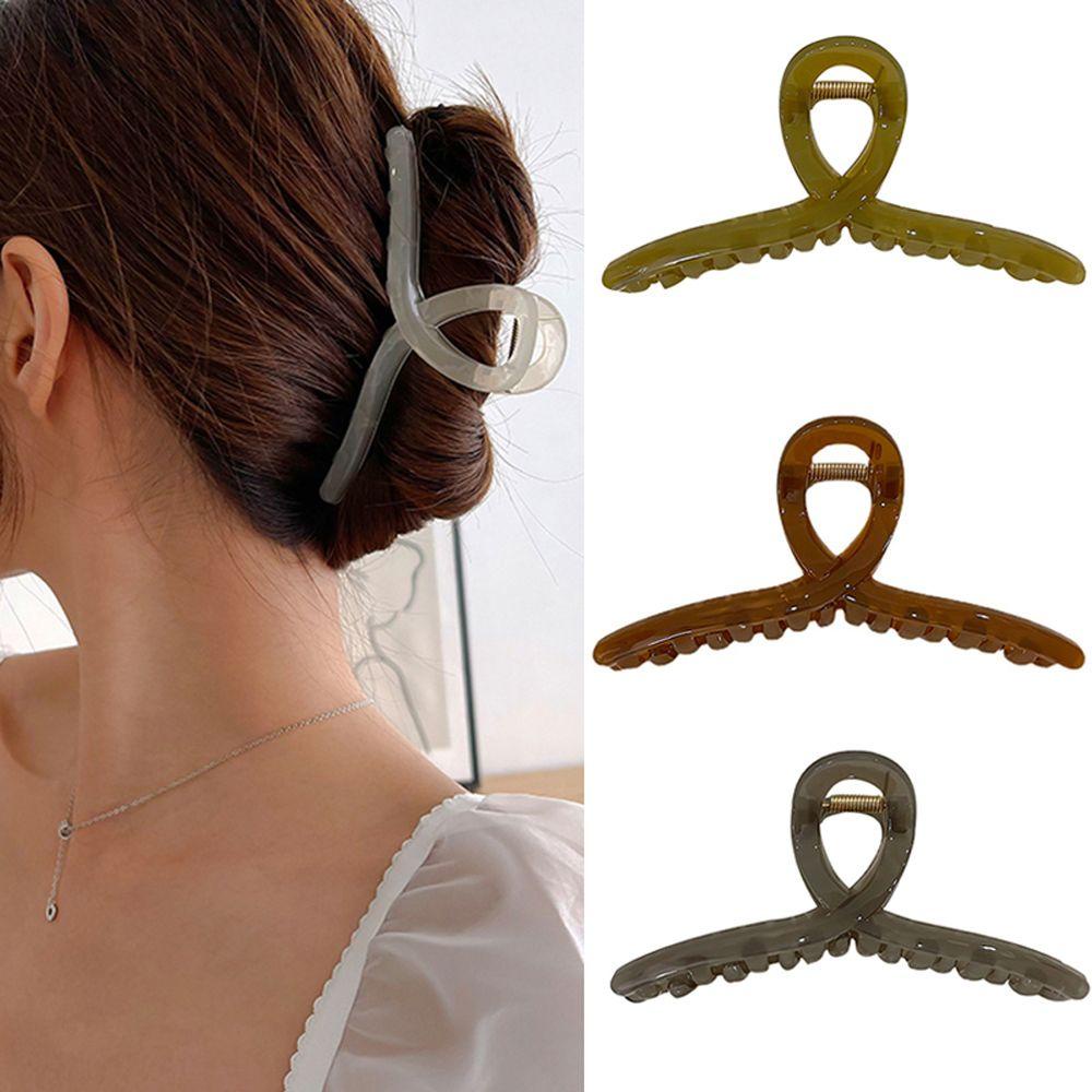 Agustinina Korea Klip Rambut Elegan Akrilik Belakang Kepala Ponytail Clip Hiasan Kepala Lady Wanita Jepit Rambut