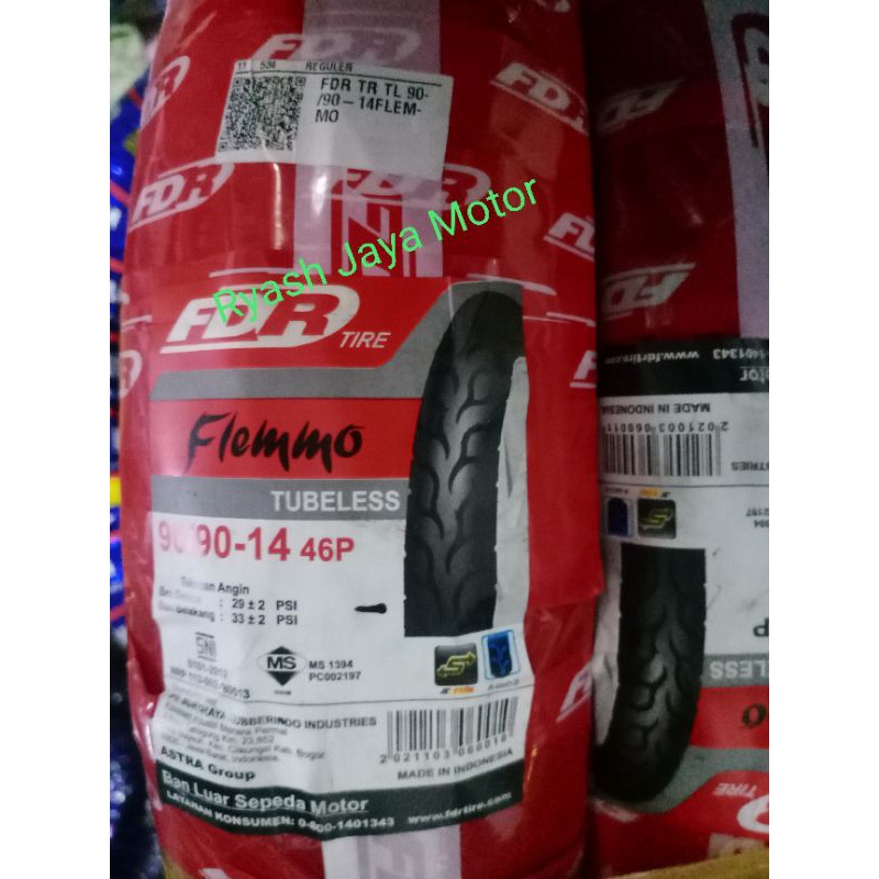 Ban tubeless belakang FDR flemmo ukuran 90/90-14 untuk beat/Vario/Mio/Scoopy/Xeon/M3/soul GT/soul