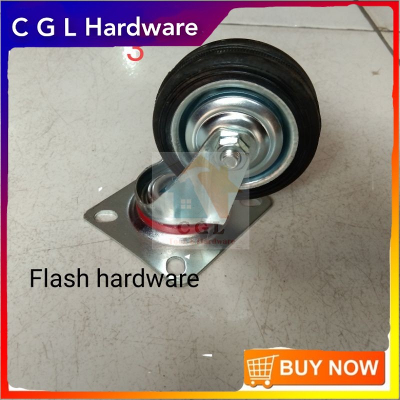 Roda karet / roda trolley / roda etalase lori HIDUP putar uk 3" inch