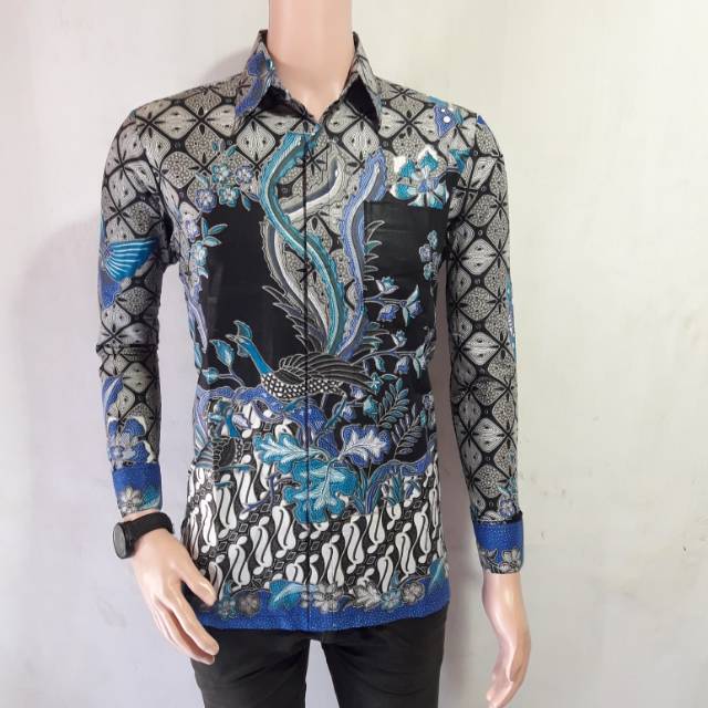 kemeja merak biru