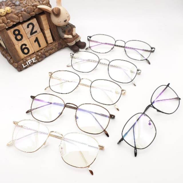 BESI RINGAN | frame kacamata kotak oval | paket kacamata minus/plus/cyl/antiradiasi | kacamata korea