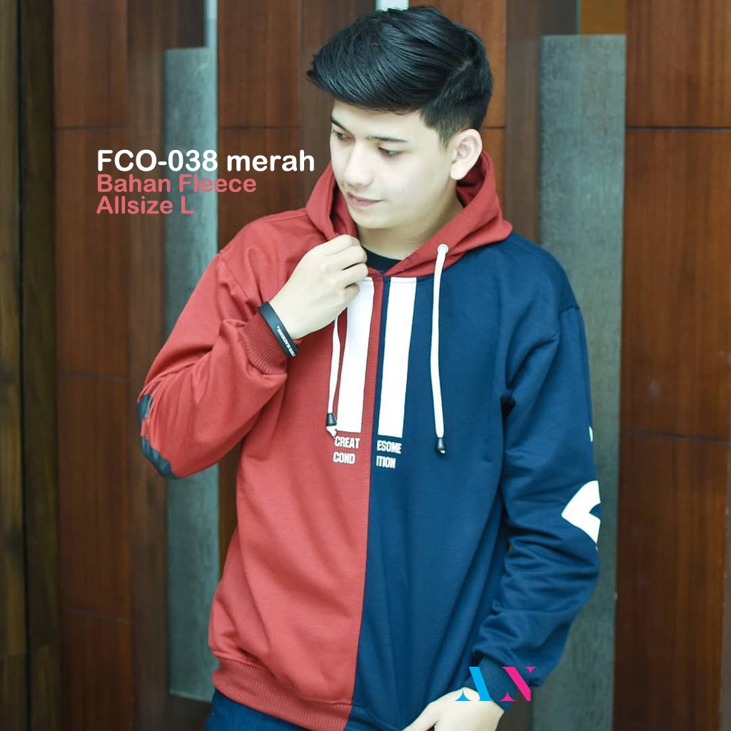 AA1 - Jaket Hoodie Fleece Tebal Cowok Pria || COD || Because Two Side