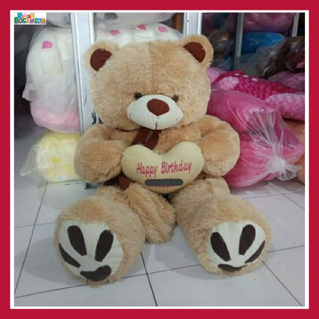 Boneka Bear Beruang 1,2 Meter Jumbo Besar Coklat Caramel Ukir Nama Ucapan Cetak Foto untuk Kado Ulan