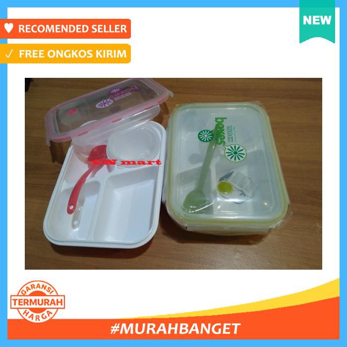 Kotak Makan & Rantang - Boxes Lunch Box | Kotak Makan 4 Sekat Merah Muda - Bekal