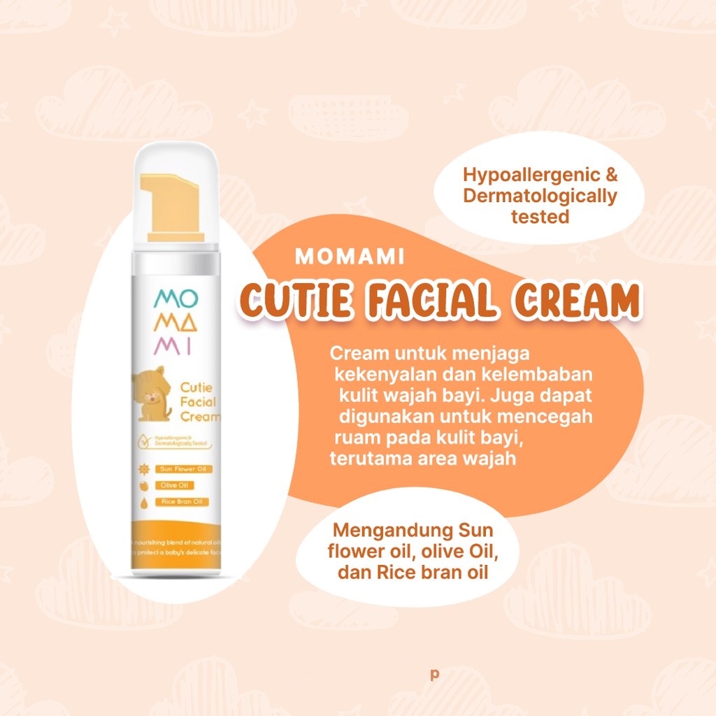 Momami Cutie Facial Cream Krim Wajah Bayi Aman untuk Newborn