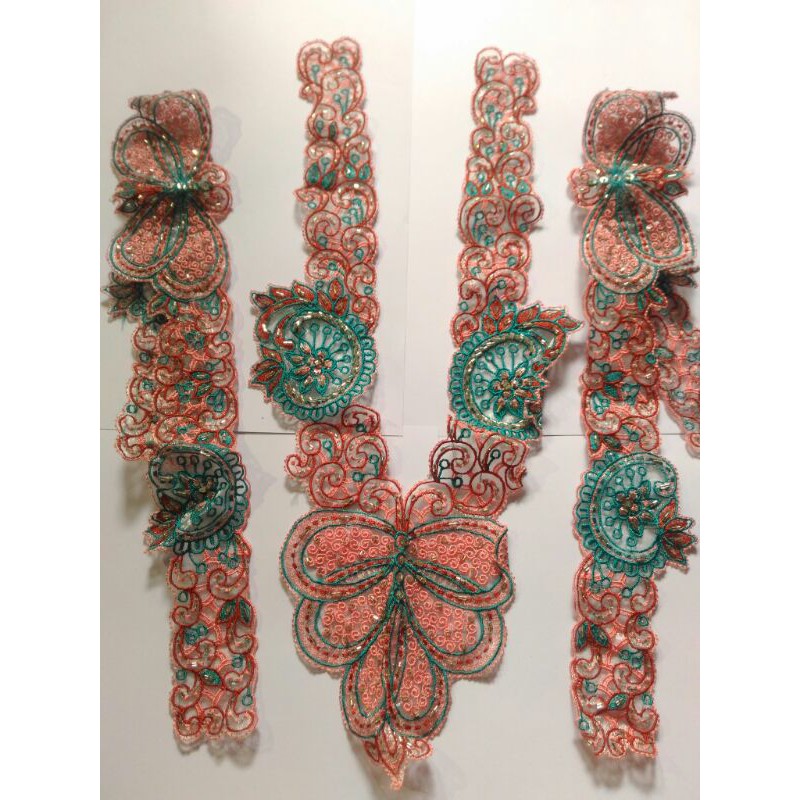 Renda bordir dada payet set salem