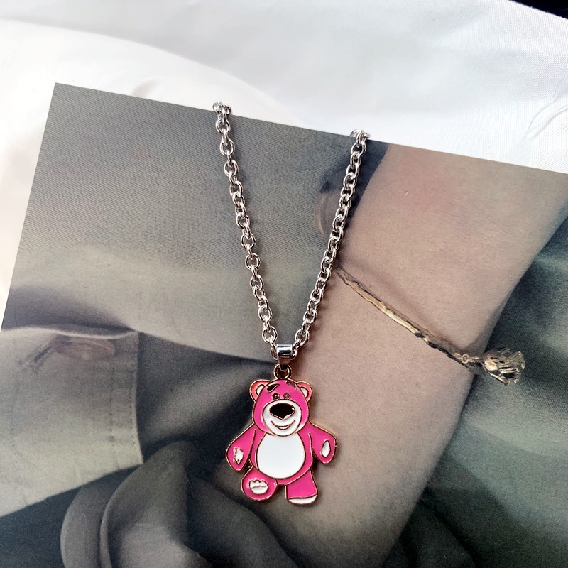 Jepang Korea kartun strawberry bear kalung pasangan lucu disco menari tanah kuchao hip hop sweter ra