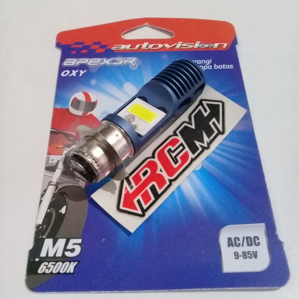 LAMPU BOLAM BOHLAM DEPAN LED OXY BEBEK MATIC MIO FIZR JUPITER VARIO BEAT SMASH SHOGUN KAZE DLL KAKI 1 M5 6500K AC DC 9-85V PUTIH ORI ORIGINAL AUTOVISION ASLI