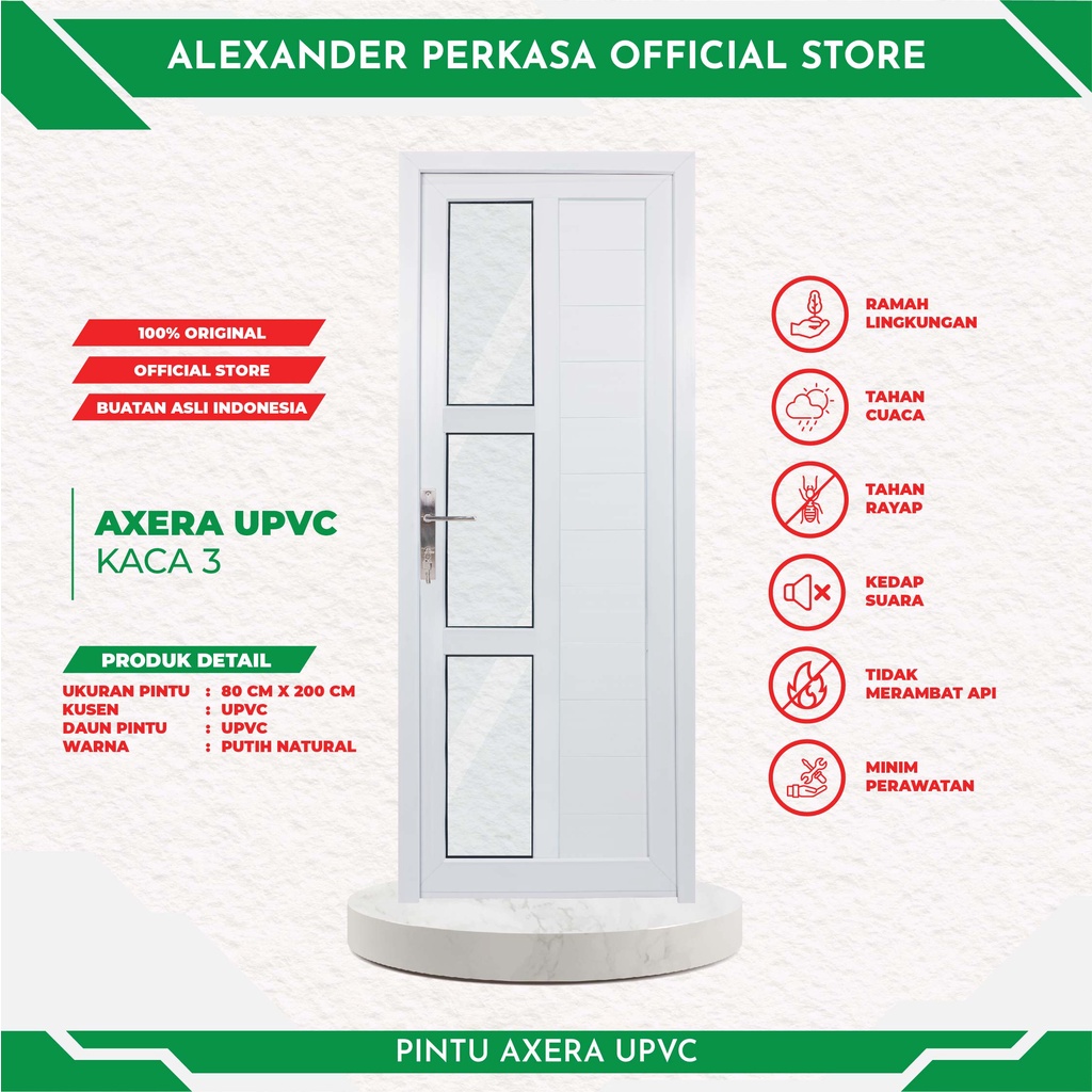 PINTU AXERA UPVC 3 KACA PINTU UTAMA KAMAR RUANG KERJA PINTU KAMAR MANDI