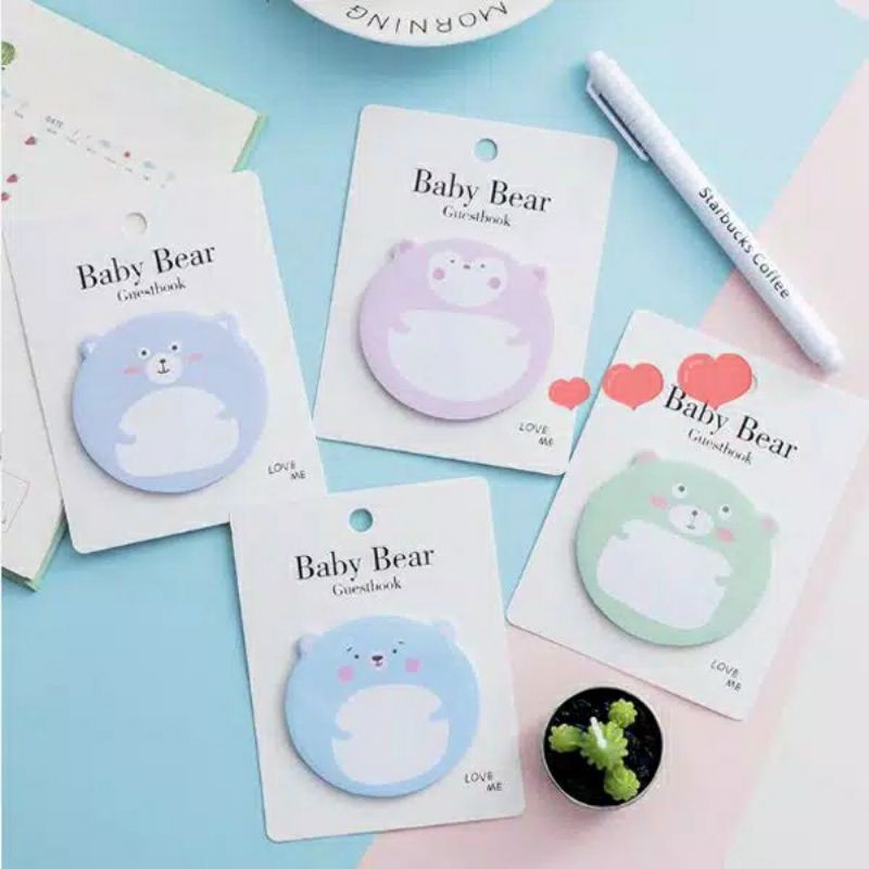 

[LOVATO.CO] 1 PCS STICKY NOTES BABY CUTE BEAR BERUANG LUCU MEMO CATATAN MINI