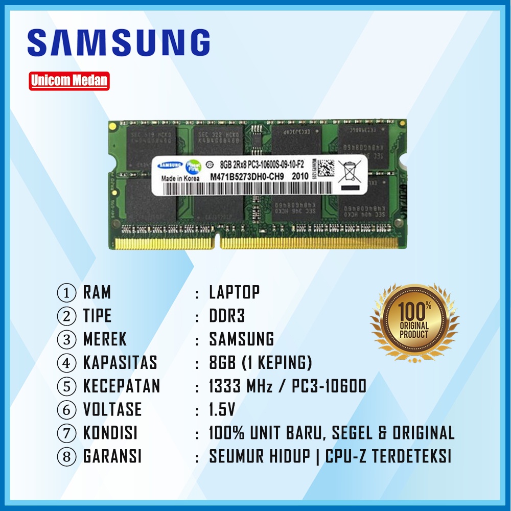 RAM LAPTOP DDR3 8GB 1333MHZ SAMSUNG