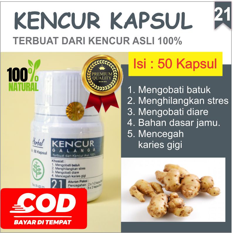 

kencur kapsul herbal obat stres diare batuk jamu