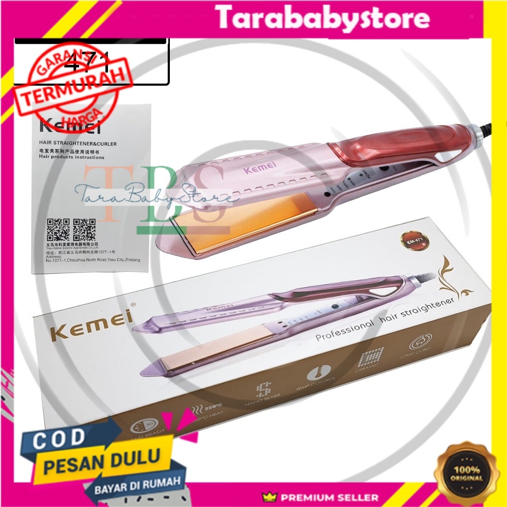 KEMEI / KM-471 / Catokan Pelurus / Hair Straightener Temperatur Adjustable Bahan Keramik - CO ORIGINAL TERMURAH