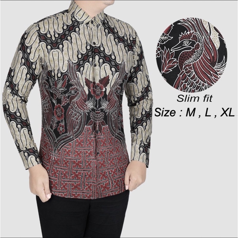 Batik Pria Slimfit Lengan Panjang Katun Premium