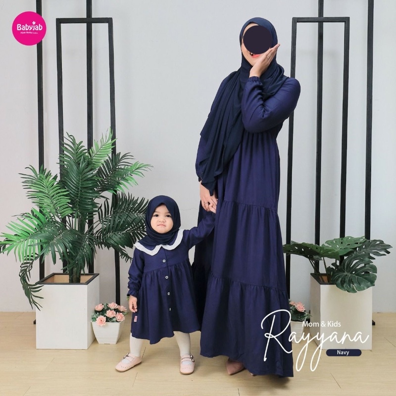 Babyjab Set Couple Rayyana Mom And Kids - Baby Jab Gamis Tunik Setelan Hijab Ibu Anak Perempuan Lucu Usia 0 1 2 3 4 5 6 Tahun