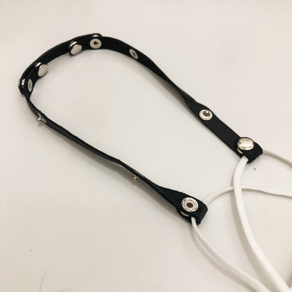 Konektor Masker Hijab Model Kulit Asli + Kancing / Tali Pengait Masker Hijab / Earsaver Connector