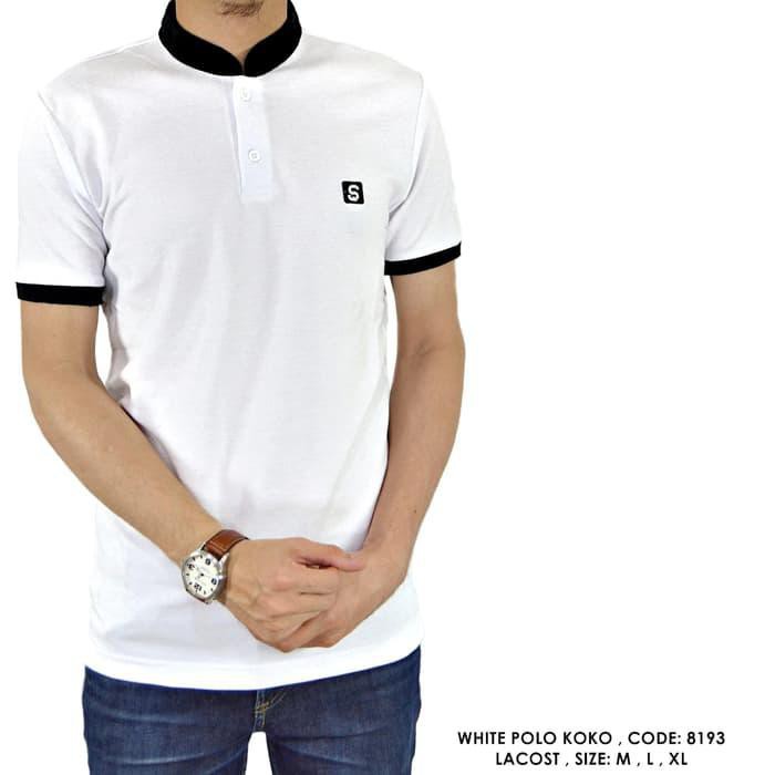 BAJU POLO KERAH KOKO POLOS POLOSAN PUTIH COWOK PRIA
