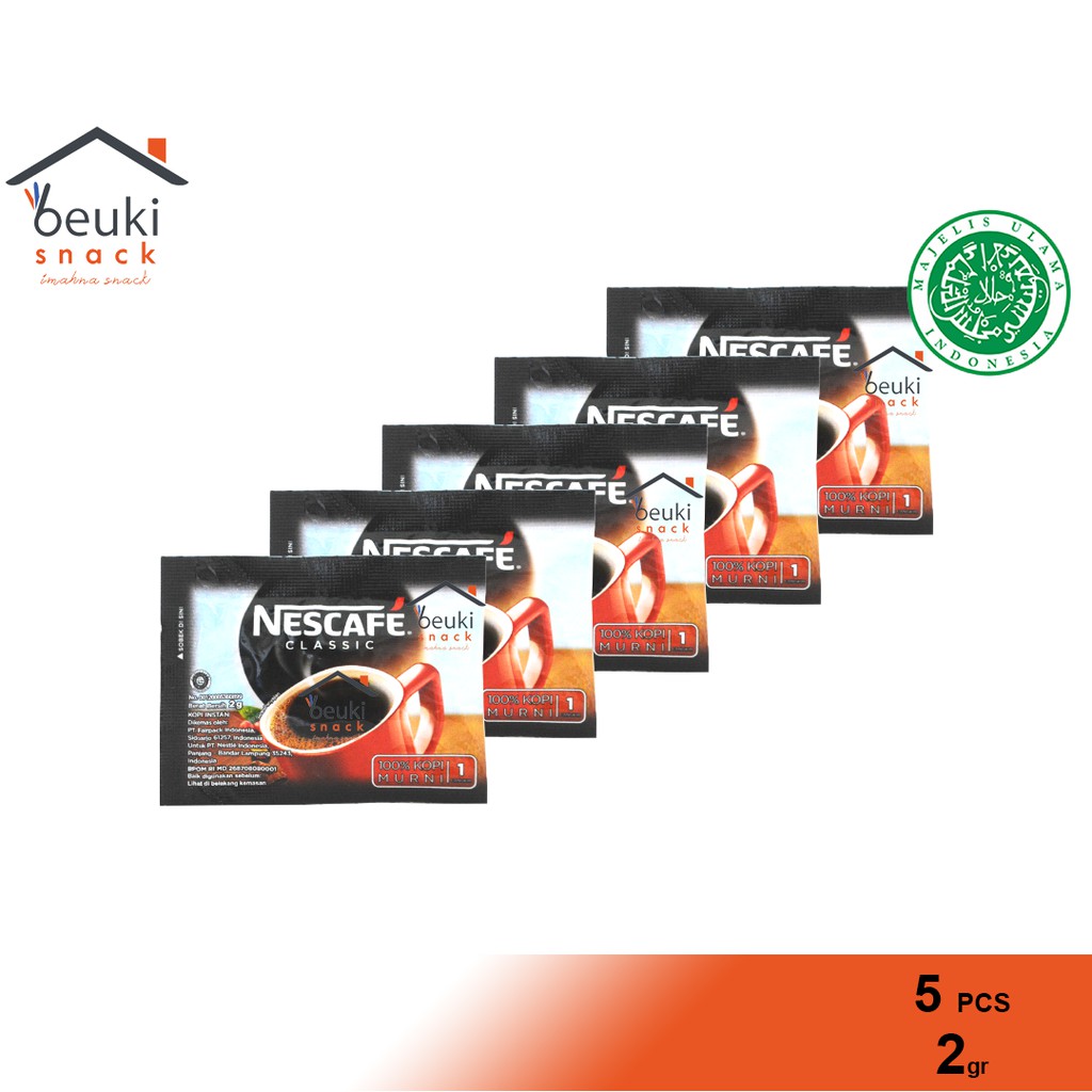 5PCS Nescafe Classic Biji Kopi Hitam Murni Halus Halal MUI