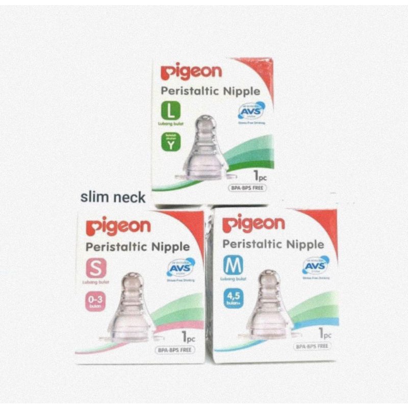 Pigeon Peristaltic Nipple Isi 1 Pcs - Dot Botol Susu Slim Neck